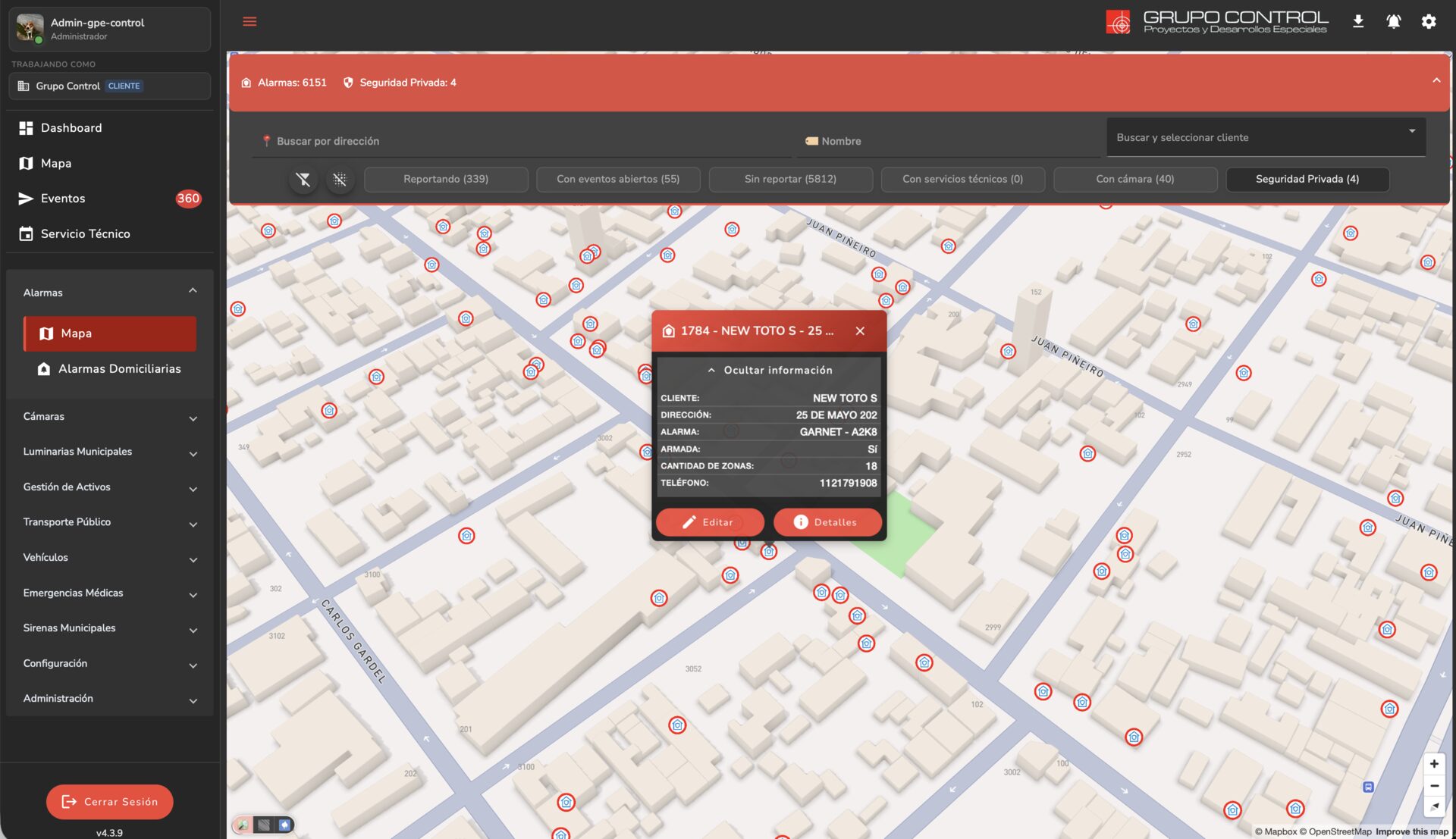 IRIX - Mapa de monitoreo en tiempo real